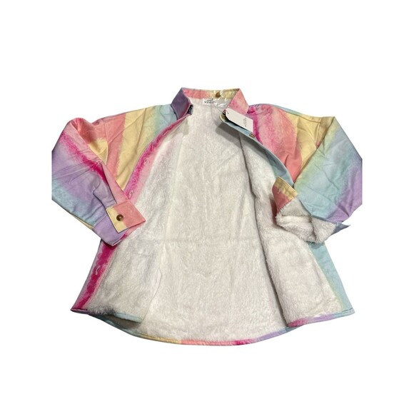 Emily Wonder Pastel Tie-Dye Sherpa Lined Shacket Jacket Button-Up Women’s S NWT - Picture 4 of 8
